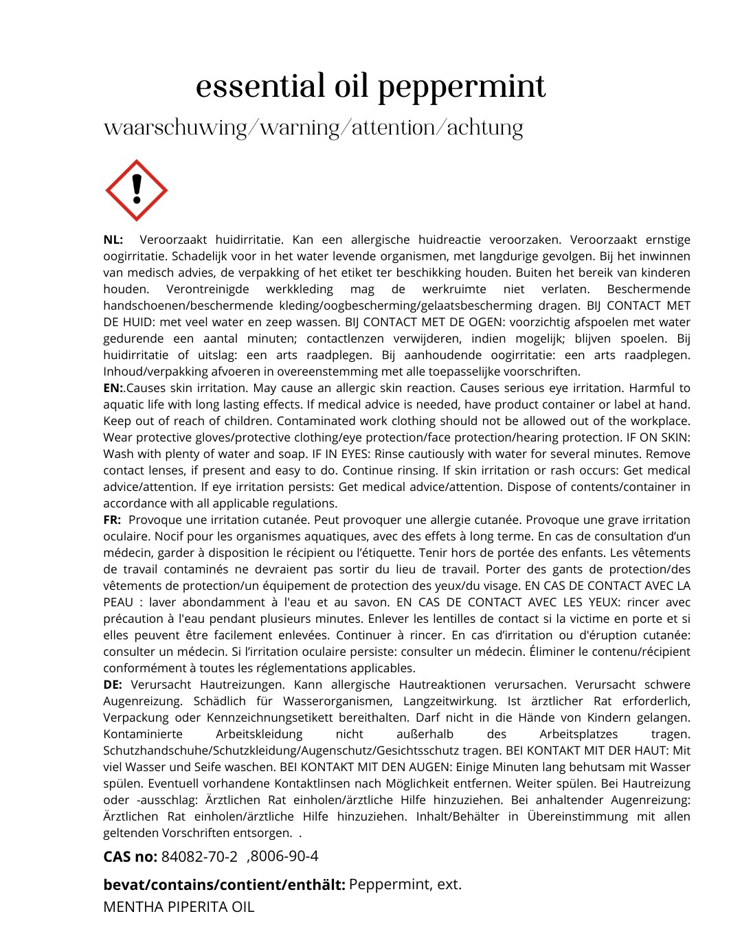 Essential Oil Peppermint