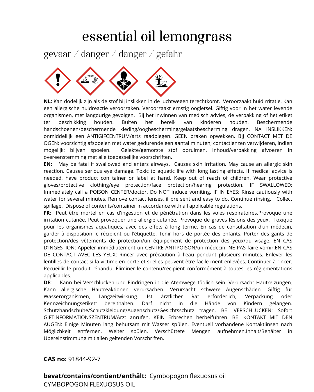 Essential Oil Lemongrass